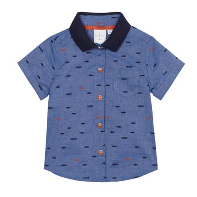 Baby boys' blue fish print shirt